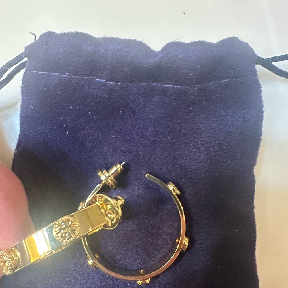 Tory Burch Gold Hoop Earrings - Picture 3 of 4